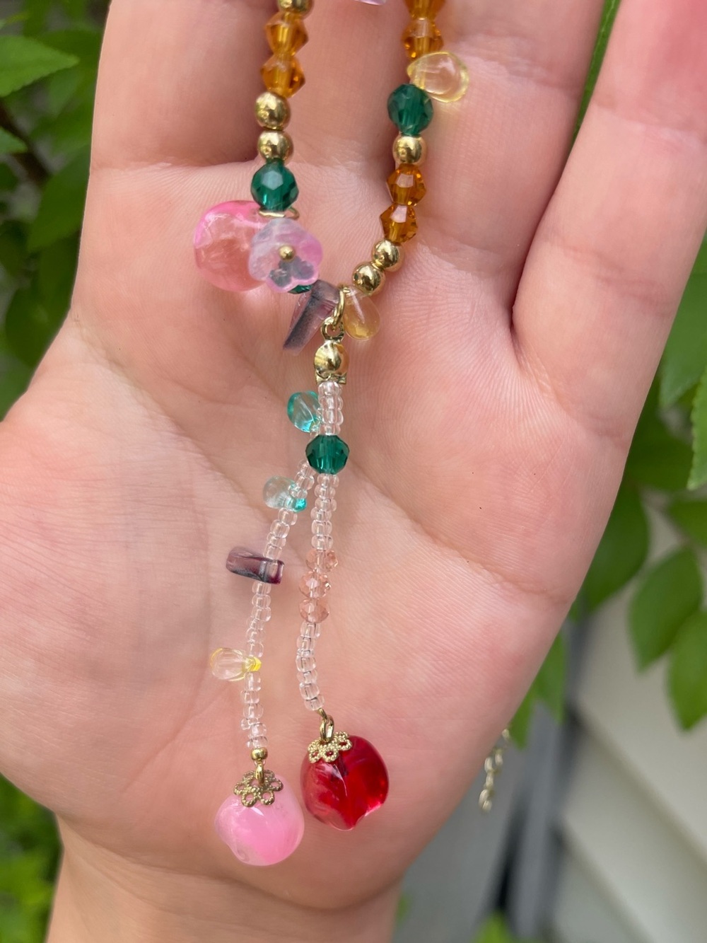 NEW! Multicolor Beaded Glass Fruit Drop Necklace. Handmade Necklace π (A1-42) - Picture 2 of 5